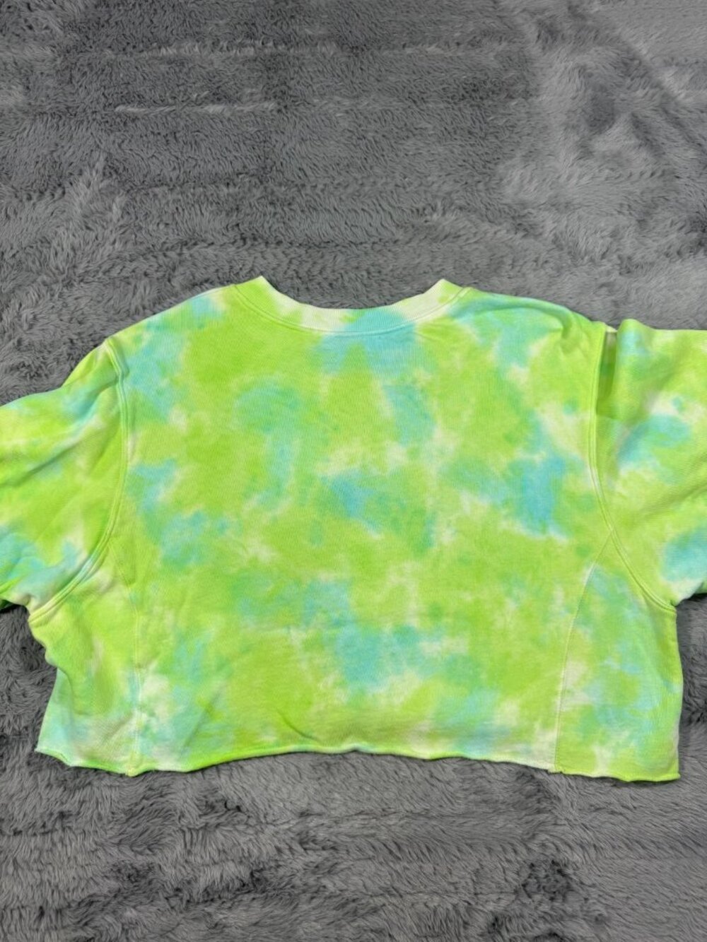 Wild Fable Sweatshirt Women's M Green Tie-Dye Cotton Lined Cropped Oversized - Picture 4 of 13